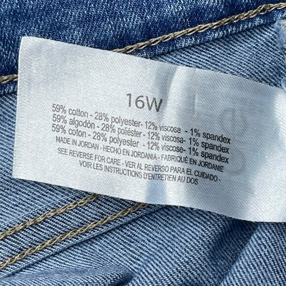 Code Bleu 16W High Rise Straight Ankle Jeans Fringe Hem Medium Wash Stretch Boho - Picture 8 of 8